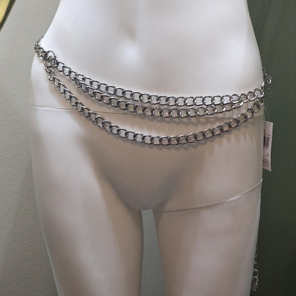 MICHAEL KORS Women's Chain Belt Size S/M Color Silver